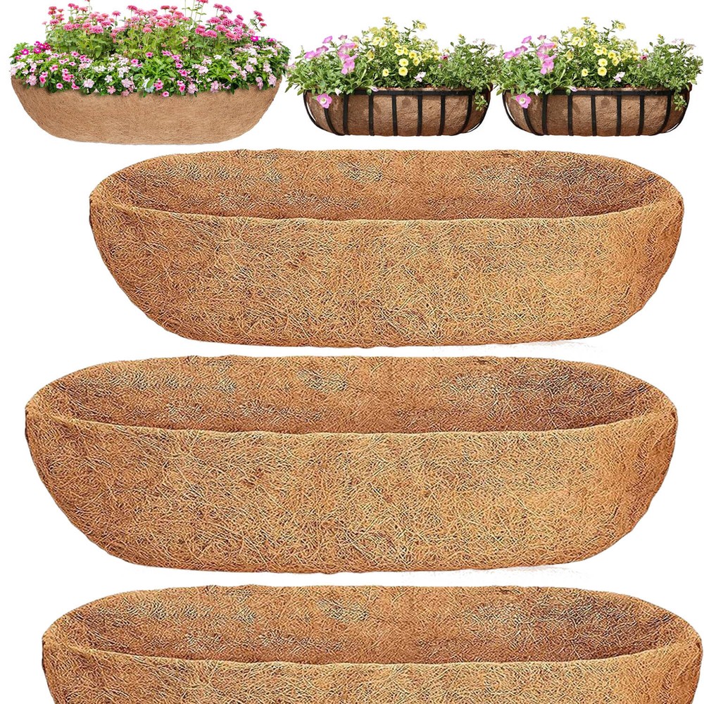 3PCS Coco Liners for Window Planter Box Coconut Coir Fiber Liner Replacement