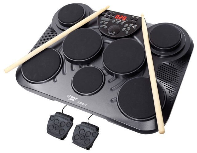 Pyle PTED01 Electronic Table Top Drum Kit, 7 Drum Pads with Touch Sensitivity