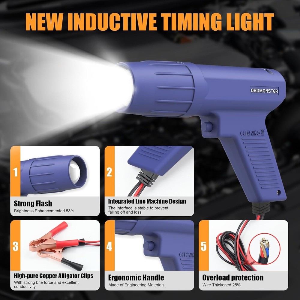 Pro Ignition Timing Light, 12V Engine Strobe Lamp Inductive Petrol Engine Tim...