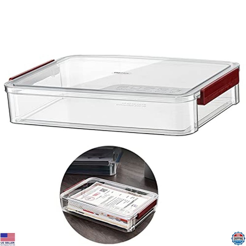 Stackable Clear A4 File Storage Box with Lids - Durable Organizer for Documents