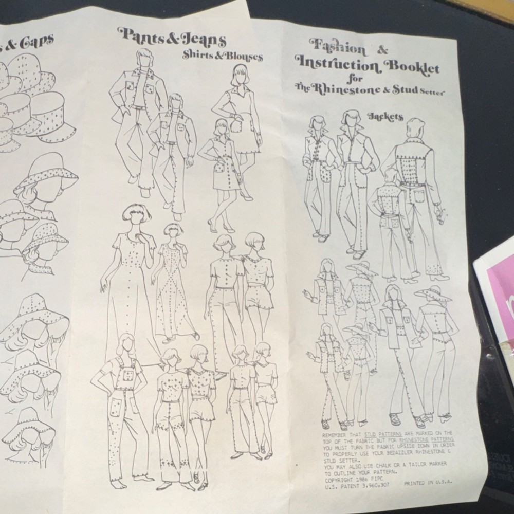 BeDazzler Rhinestone Stud Setter 4 Plunger Sizes.Patterns, Accessories open box