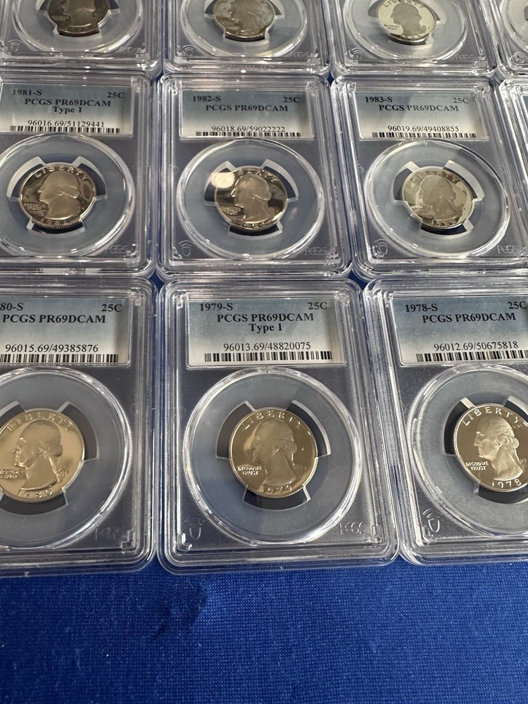 20- Graded Quarters From PCGS PR69DCAM 1776-1995