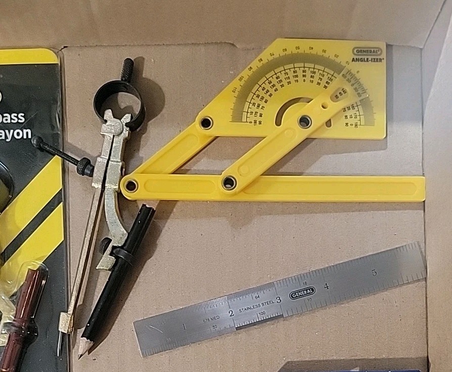 Drafting LOT (2) Staedtler Math Set, (2) General Compass, Angle-Izer, Ruler