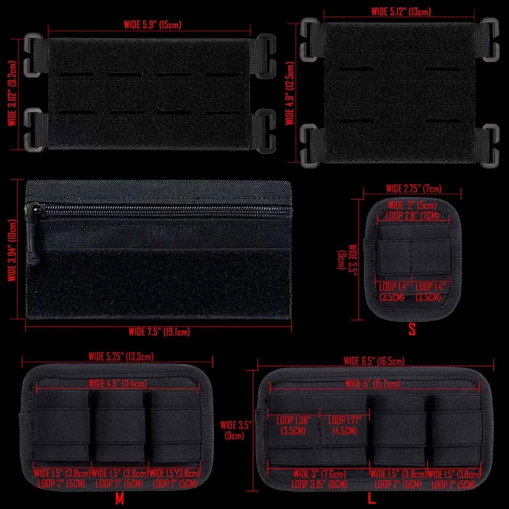 6 Piece Tactical Bag Insert Pack, Modular Elastic Loop Panel Organizers Pouch In