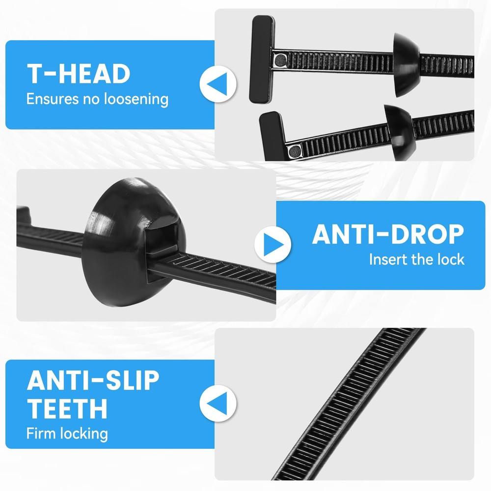 100 Pcs Nylon Universal Cable Tie Buckle - New T Multifunctional Black