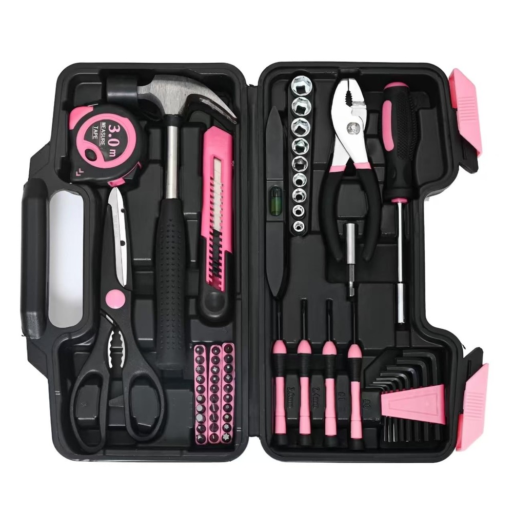 144-Piece Pink Tool Kit Basic Home Repair Set General 144-Piece,