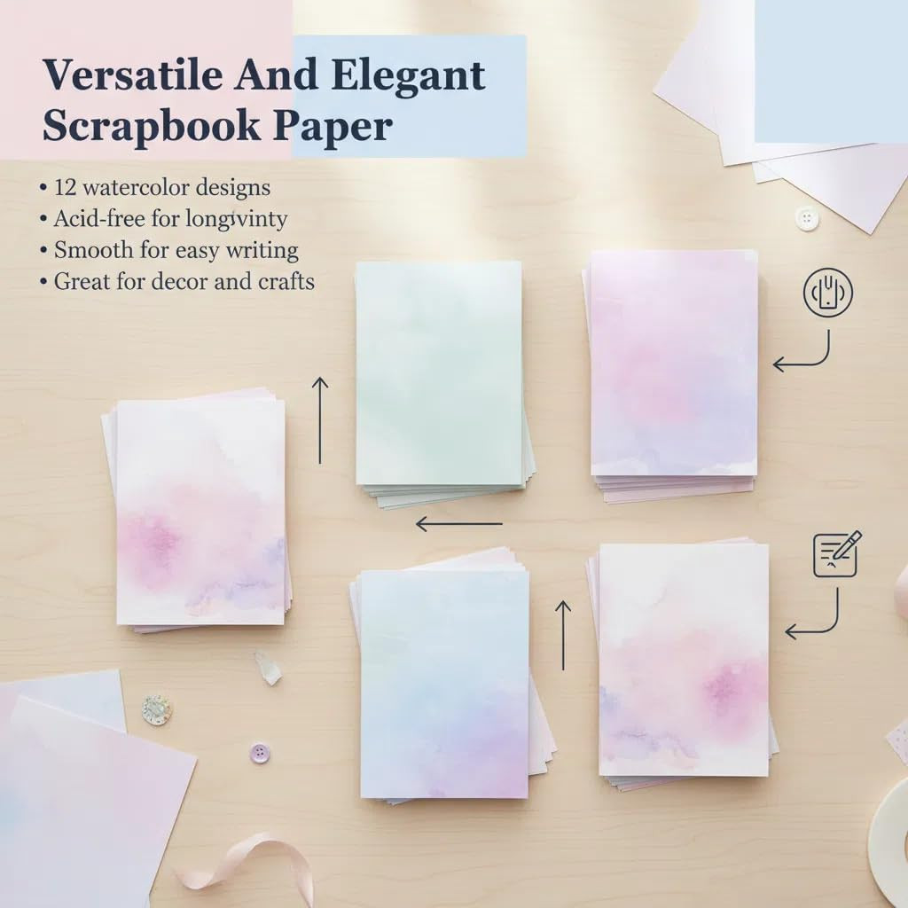 96 Sheets Double-Sided Scrapbook Paper 8.5 X 11 In, Colorful Decorative Printer