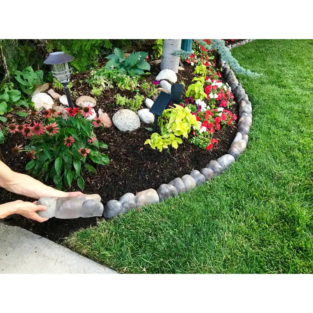 12 in. Concrete Rock Edging 10-Pack Lawn Garden Landscape Edge Border Tree Rings