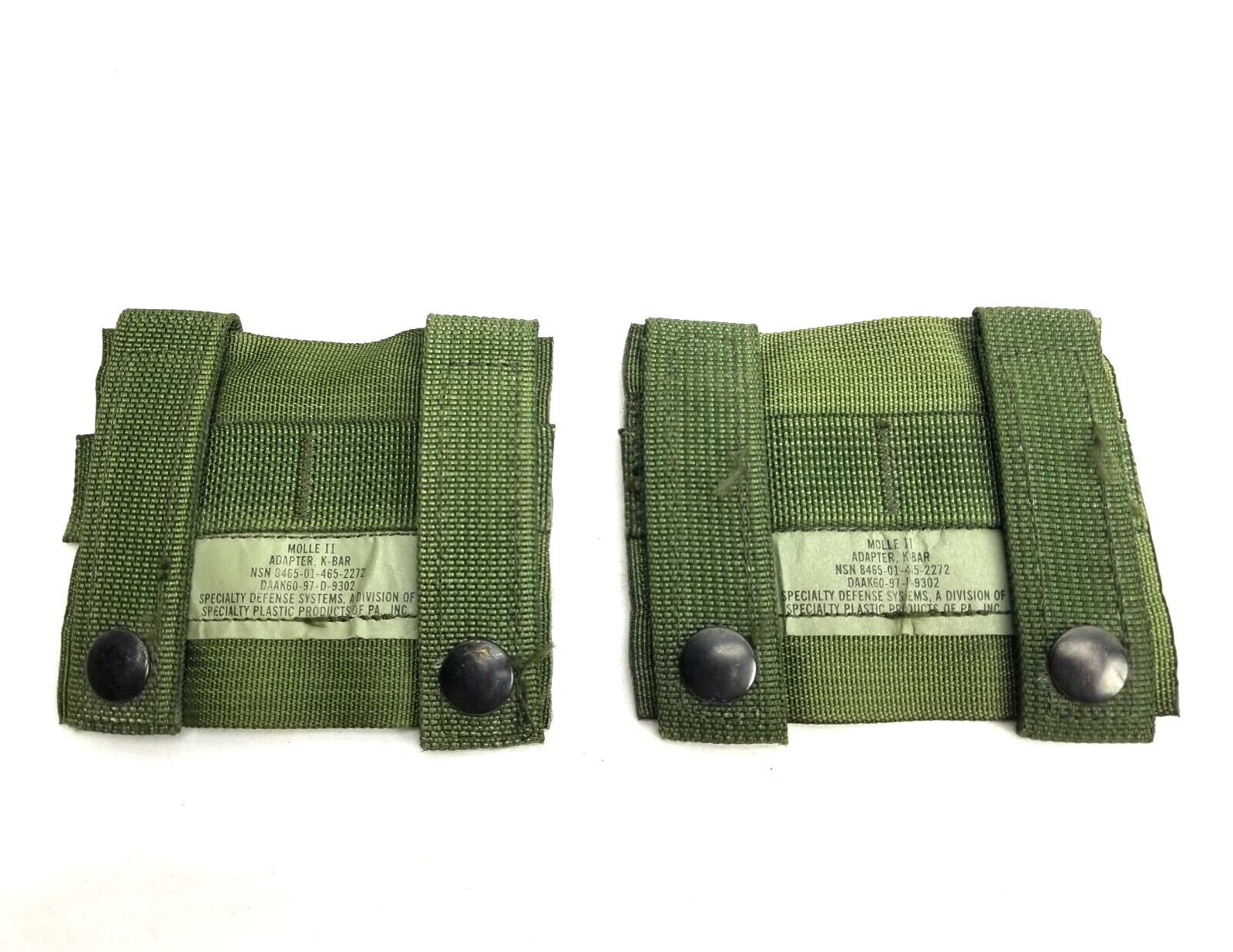 (2) K BAR KABAR MOLLE PALS Knife Adapter Army GREEN USGI US Military Issue USED