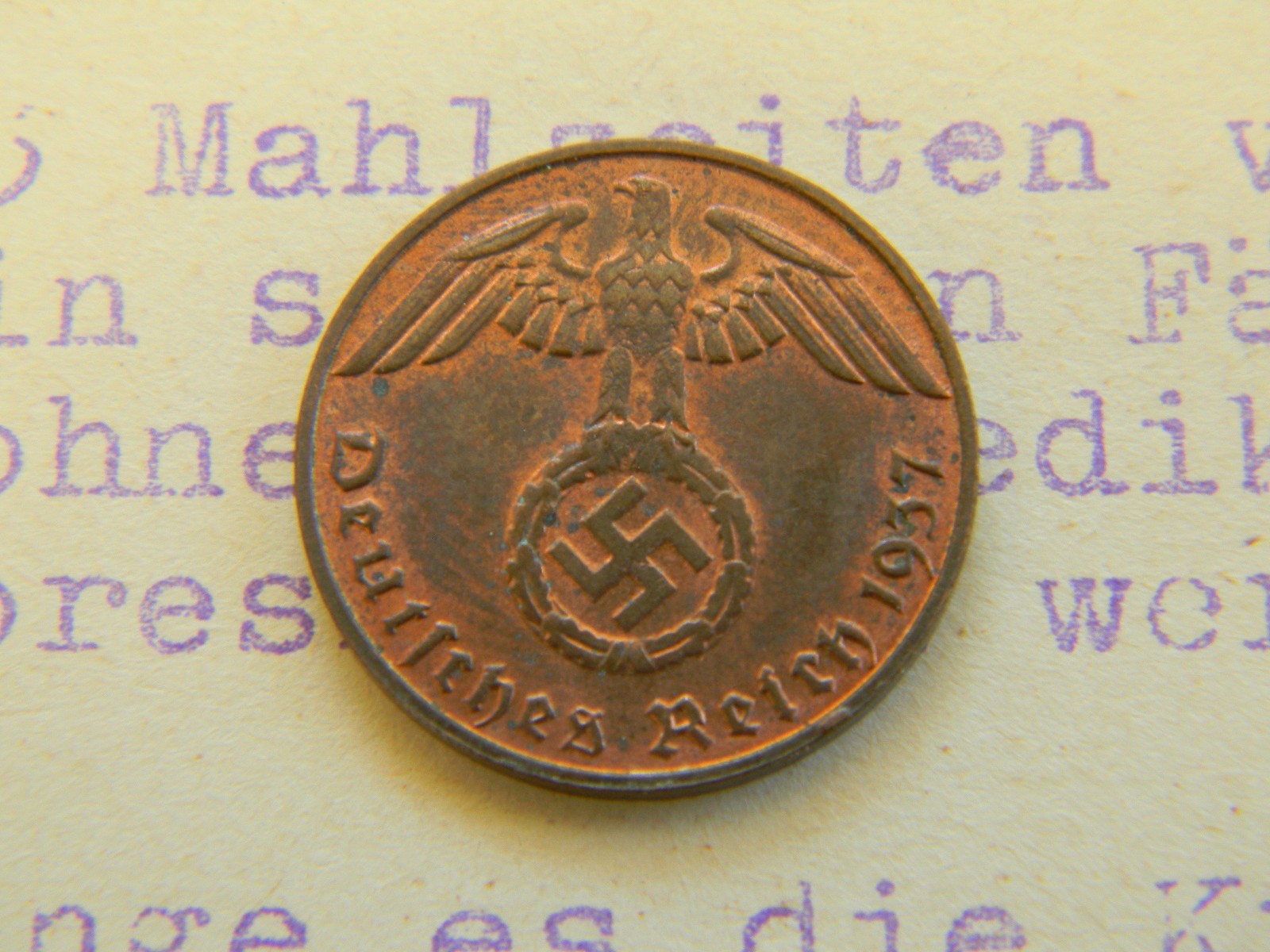 Rare Old Original WWII German War Coin WW2 Germany Military Army Collection Cent
