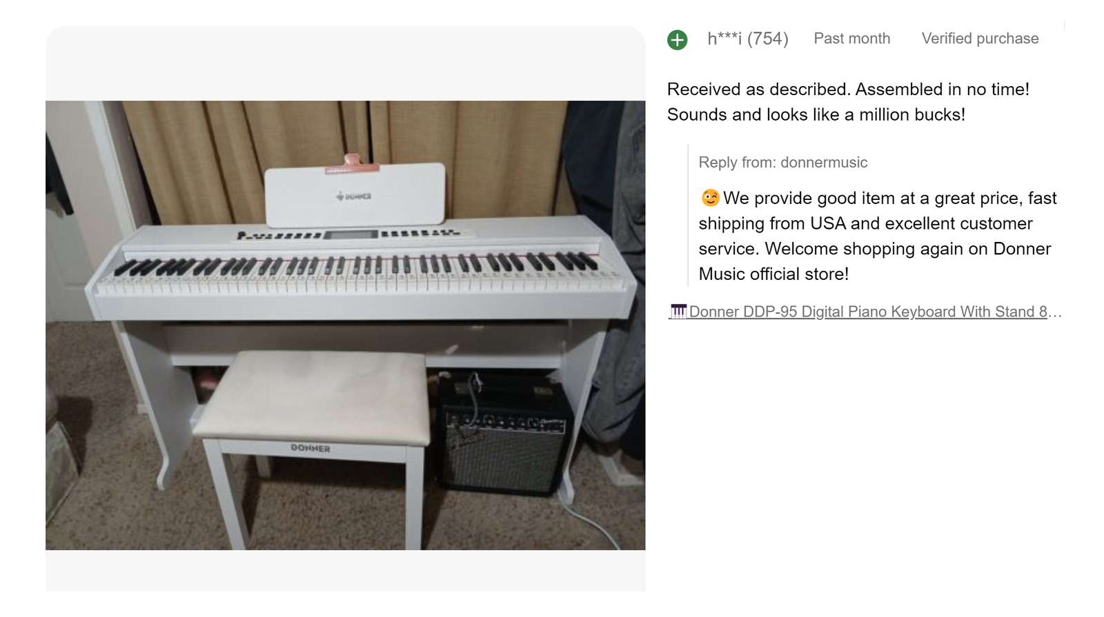 🎹 Donner DDP-95 Digital Piano With Stand Triple Pedal 88 Weighted Key 610 Tones