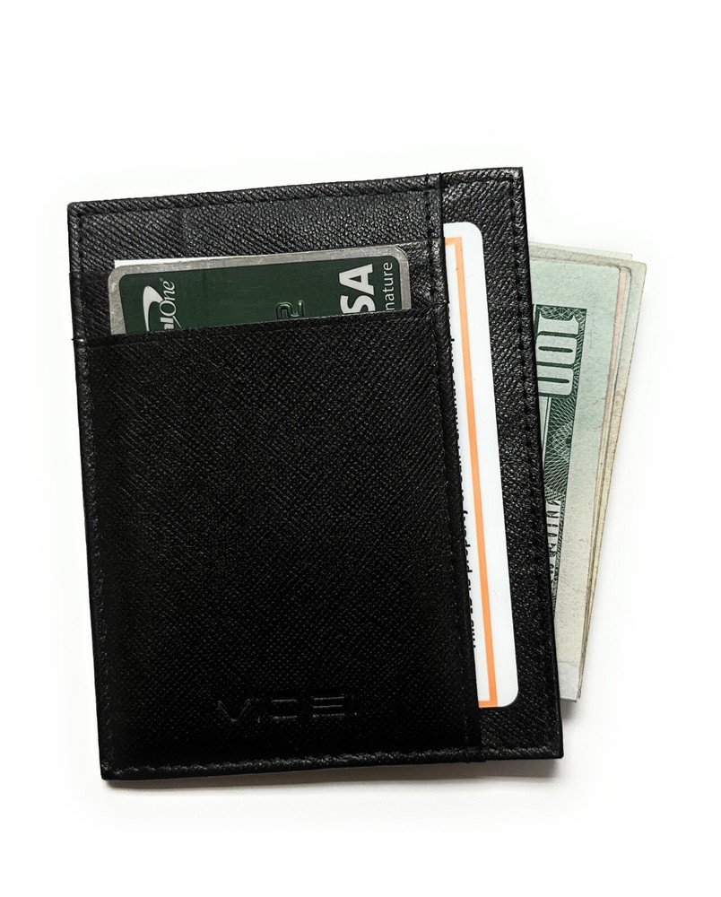 Twin Pocket Wallet RFID Blocking Thin Leather Card Case, One Brown One Black