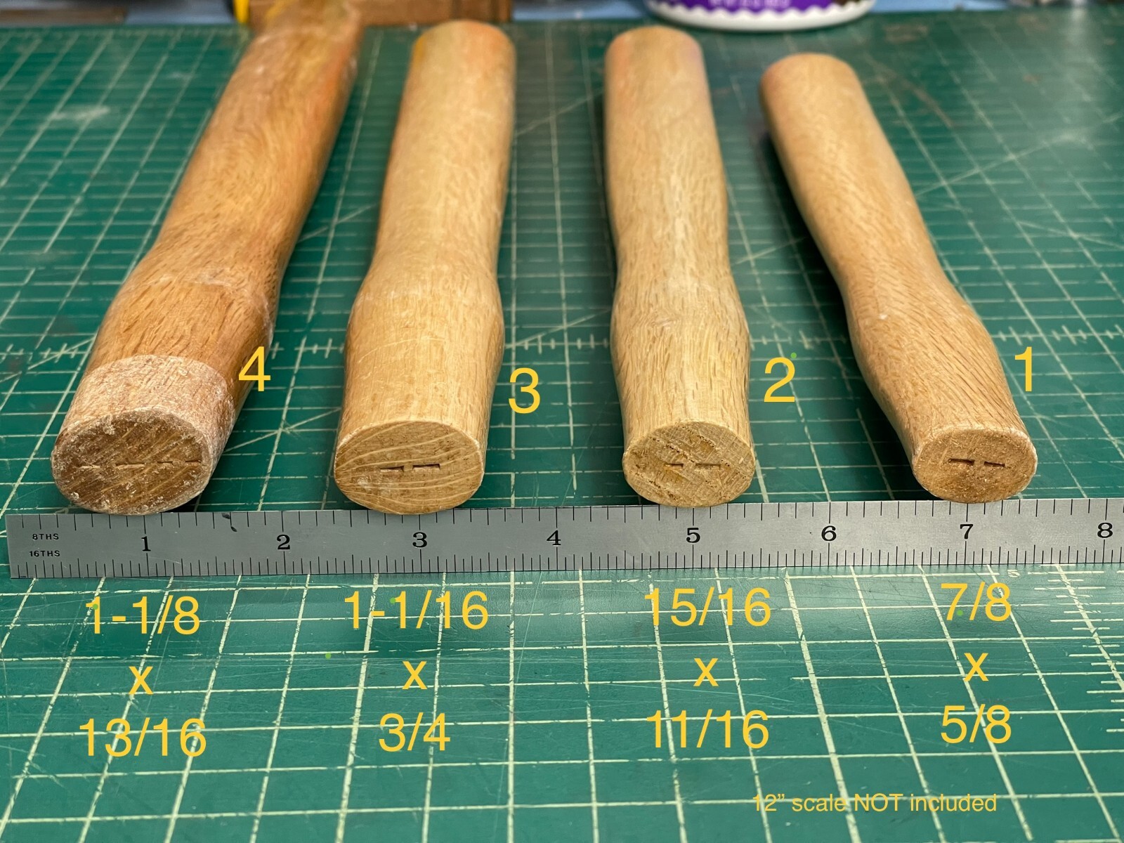 (1) Hickory Hammer Handle, oval eye, machinist/ engineers/ blacksmith hammer