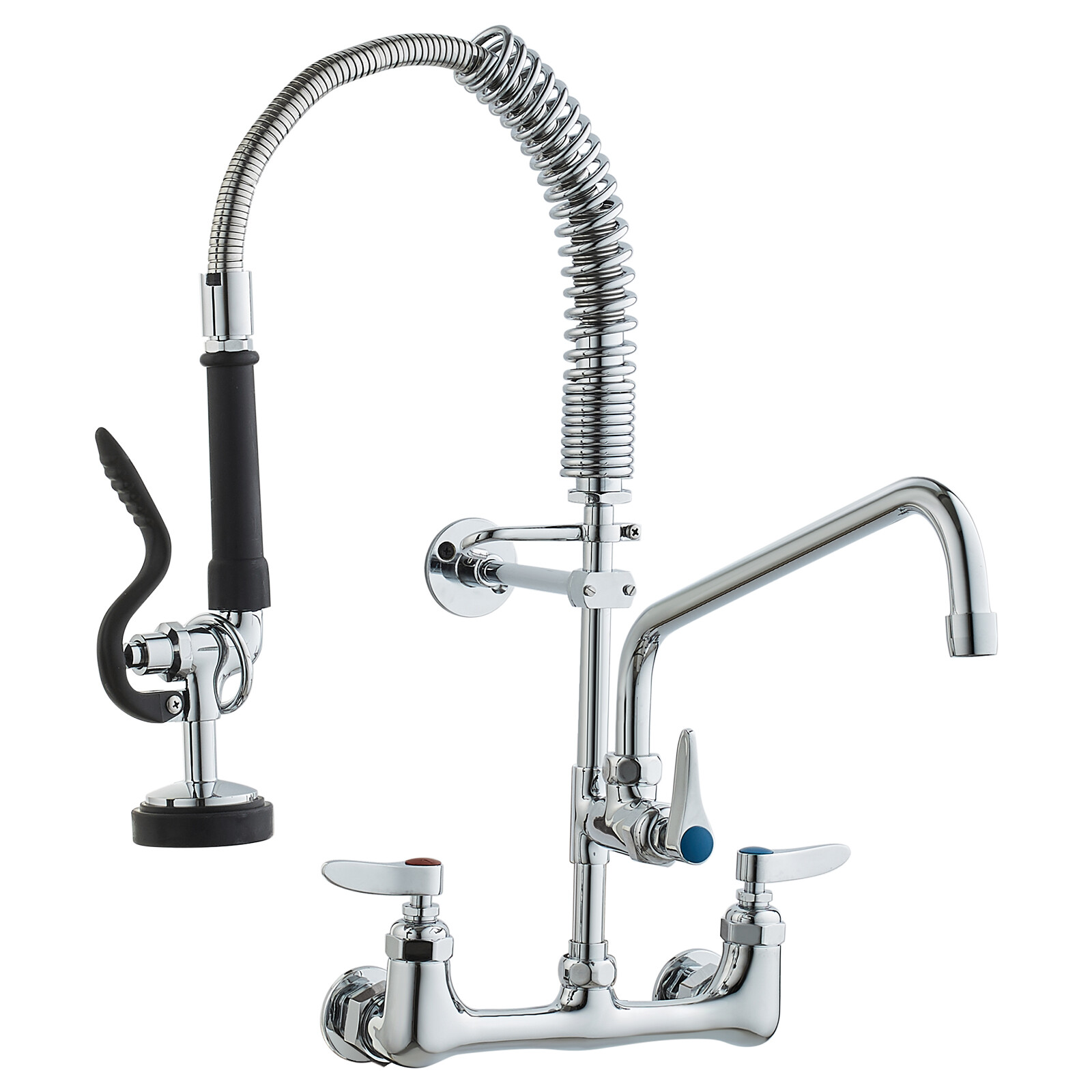 VEVOR 21" Commercial Pre-rinse Faucet Wall Mount Kitchen Sink Faucet w/ Sprayer