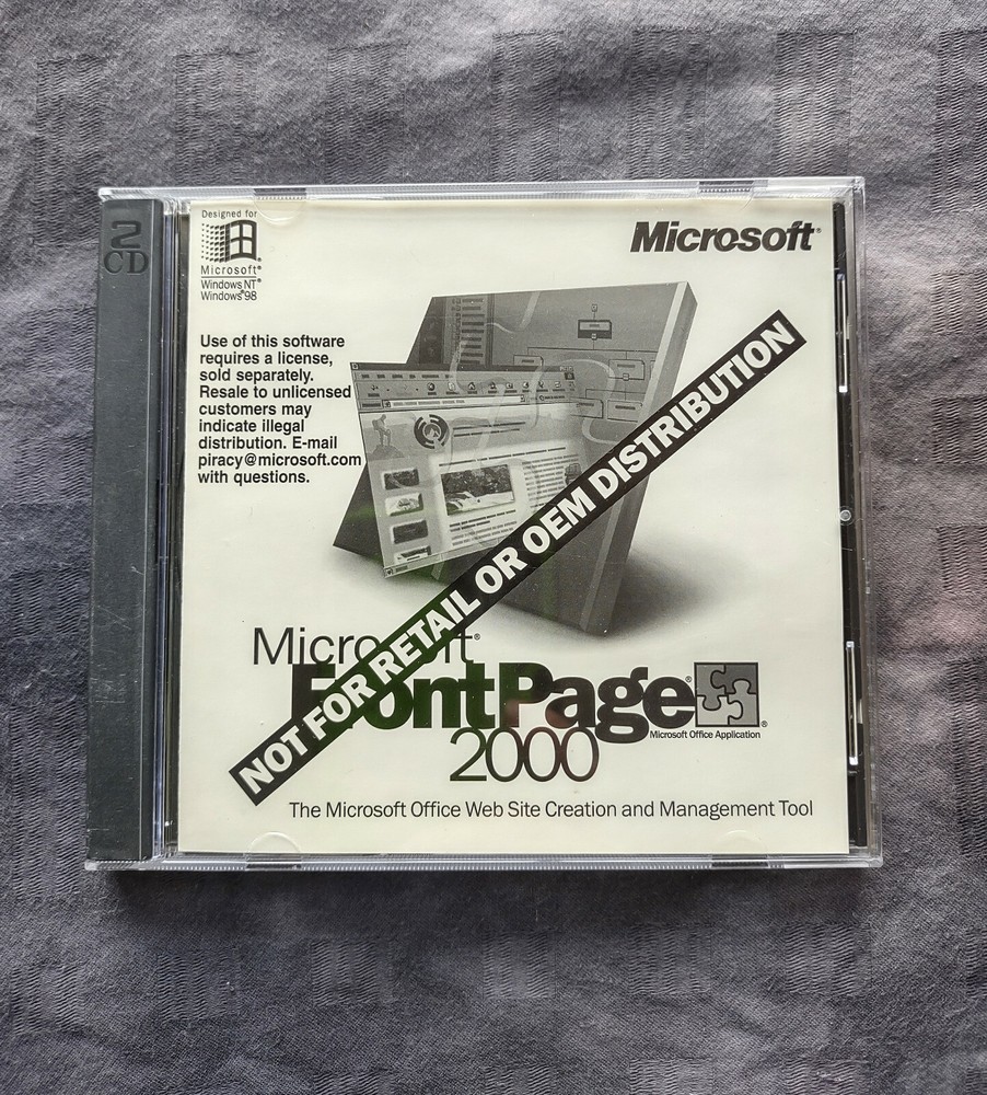 Microsoft Frontpage 2000 - Not for Retail Version Vintage Software for Windows
