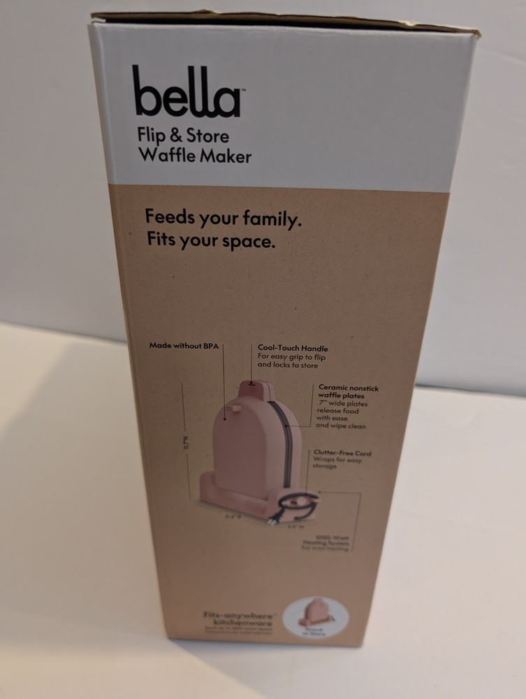 Bella Flip & Store Waffle Maker Ceramic Nonstick- Rose