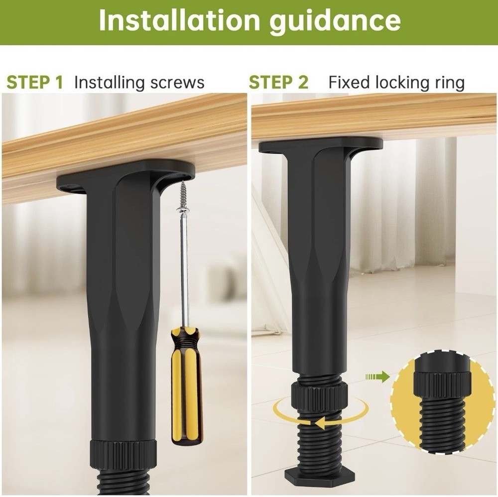 4 Pack Adjustable Support Leg Replacement for Bed Frame Wood Slats