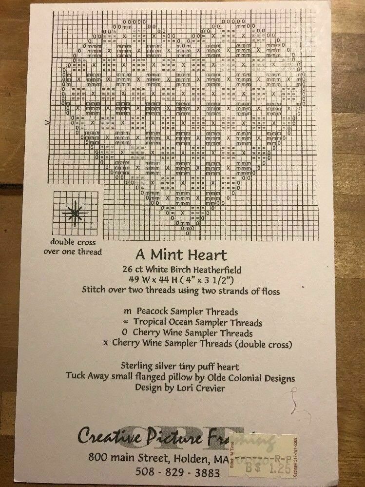 Cross Stitch Pattern A Mint Heart (Creative Picture Framing)