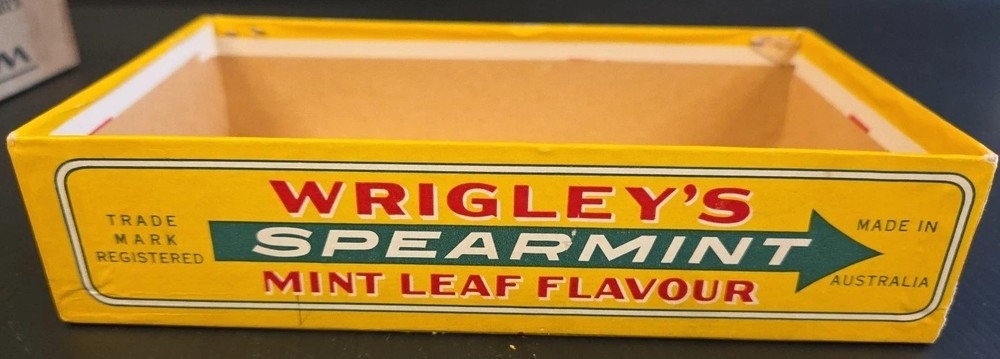 c1940s WRIGLEY'S PK Peppermint Bubble Gum Store DISPLAY BOX Empty #2 Sweet