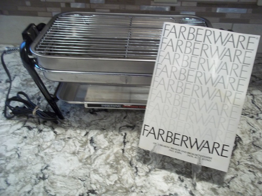 FARBERWARE OPEN HEARTH 455N INDOOR SMOKELESS GRILL & MANUAL