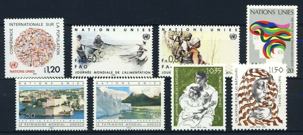UN - 1984 GENEVA Year Set (121-128) . Mint Never Hinged