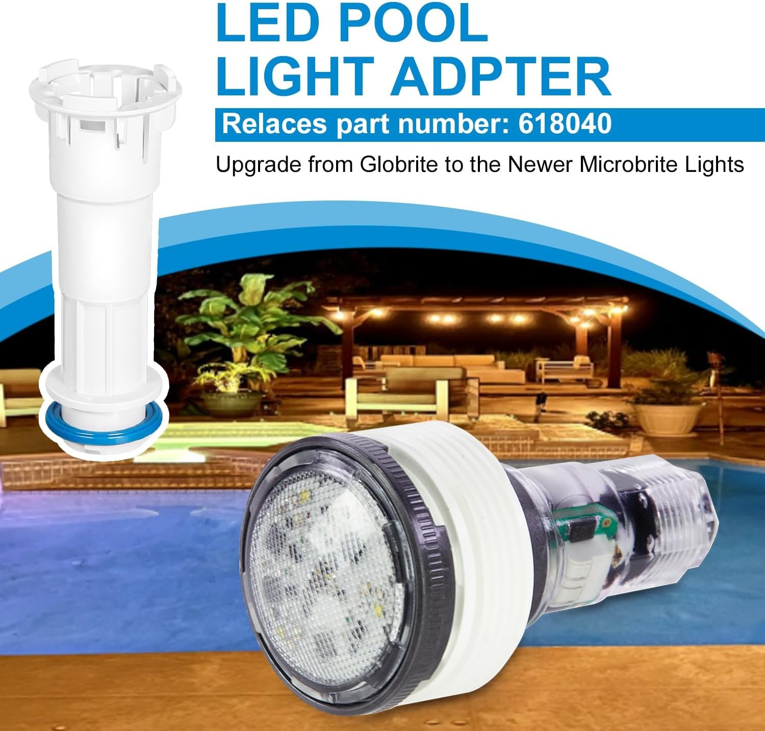 Replacement for Pentair MicroBrite to GloBrite LED Pool Lights Adapter 618040