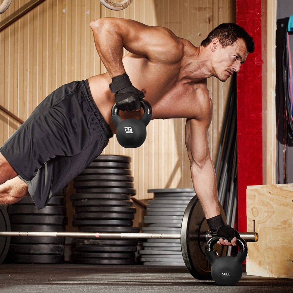 Neoprene Coated Kettlebell Weight Set, Solid Cast Iron