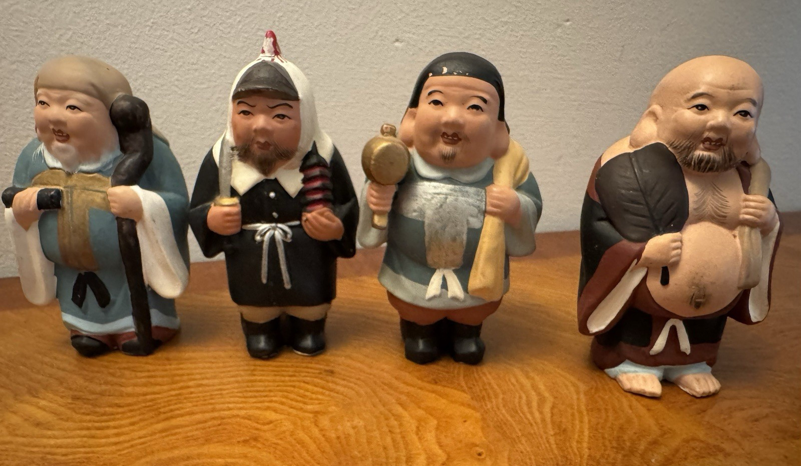 Vintage ~ Hakata Mimasu Dolls ~ Japanese 7 Lucky Gods ~ Porcelain 4 1/2" Figures