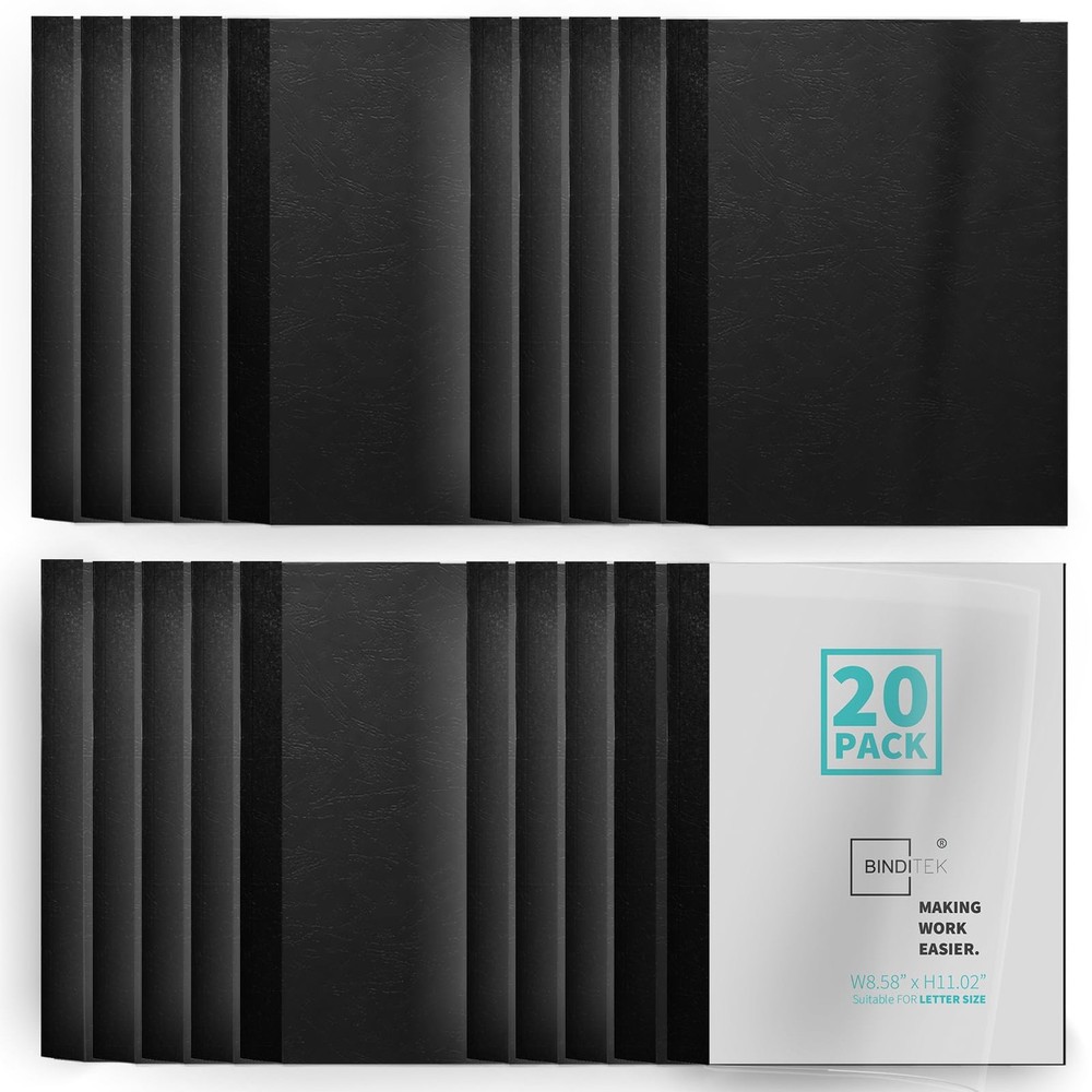 Binditek 20 Pack Thermal Binding Presentation Covers, 1/16 15-Sheet-Capacity