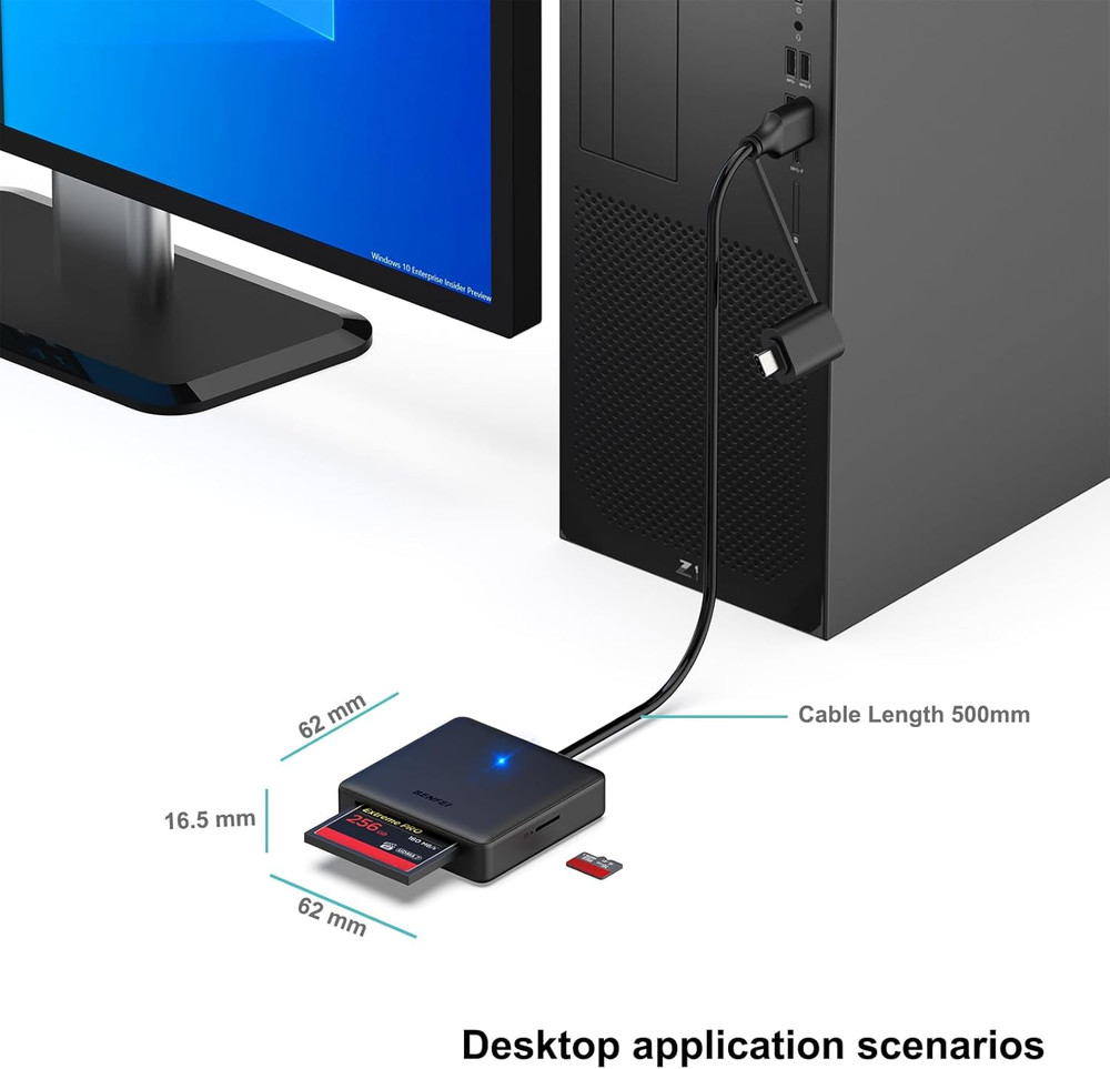 Memory Card Reader, 4In1 USB 3.0 and USB-C to SD Micro SD MS CF Card Reader ...