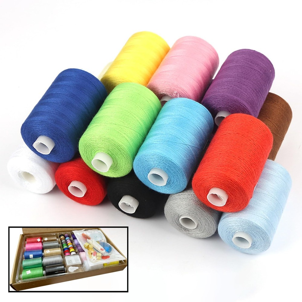 20 Color Sewing Thread Kits, 1000 Yards Polyester Thread Spools with Needle, ...