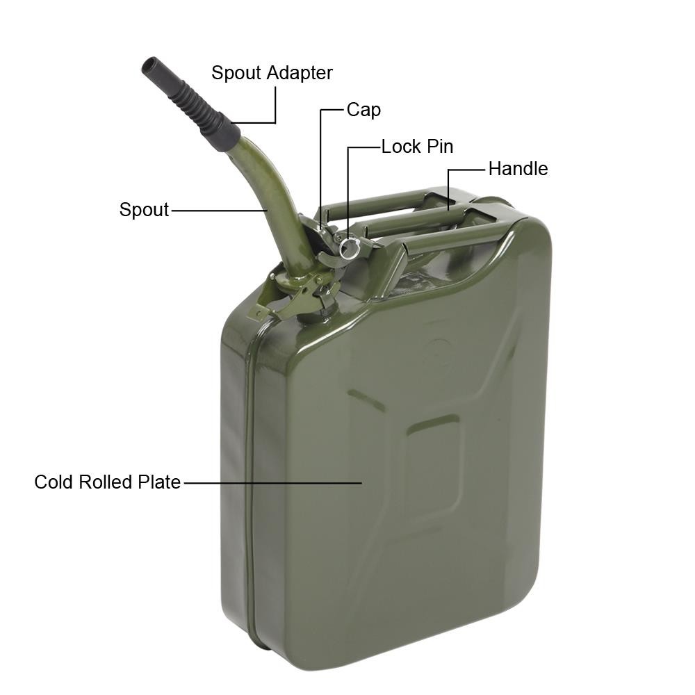 Fuel Can 5 Gal 20L Steel Gasoline Gas Fuel Tank Military Emergency Fuel Can