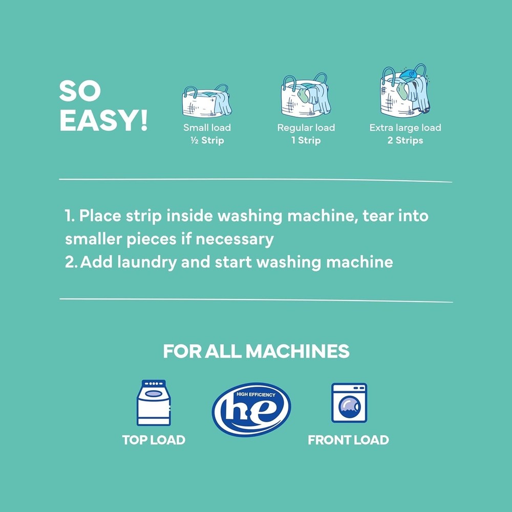 Compact Unscented Dry Laundry Detergent Sheets – 32 Load Eco-Friendly Packs