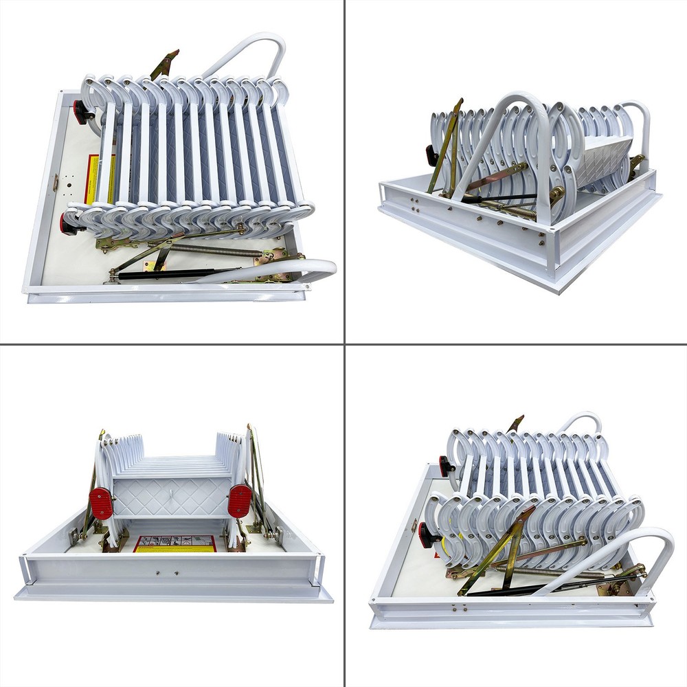 White Easy Pull Down Loft Ceiling Access Ladder Retractable Attic Ladder 9.84ft