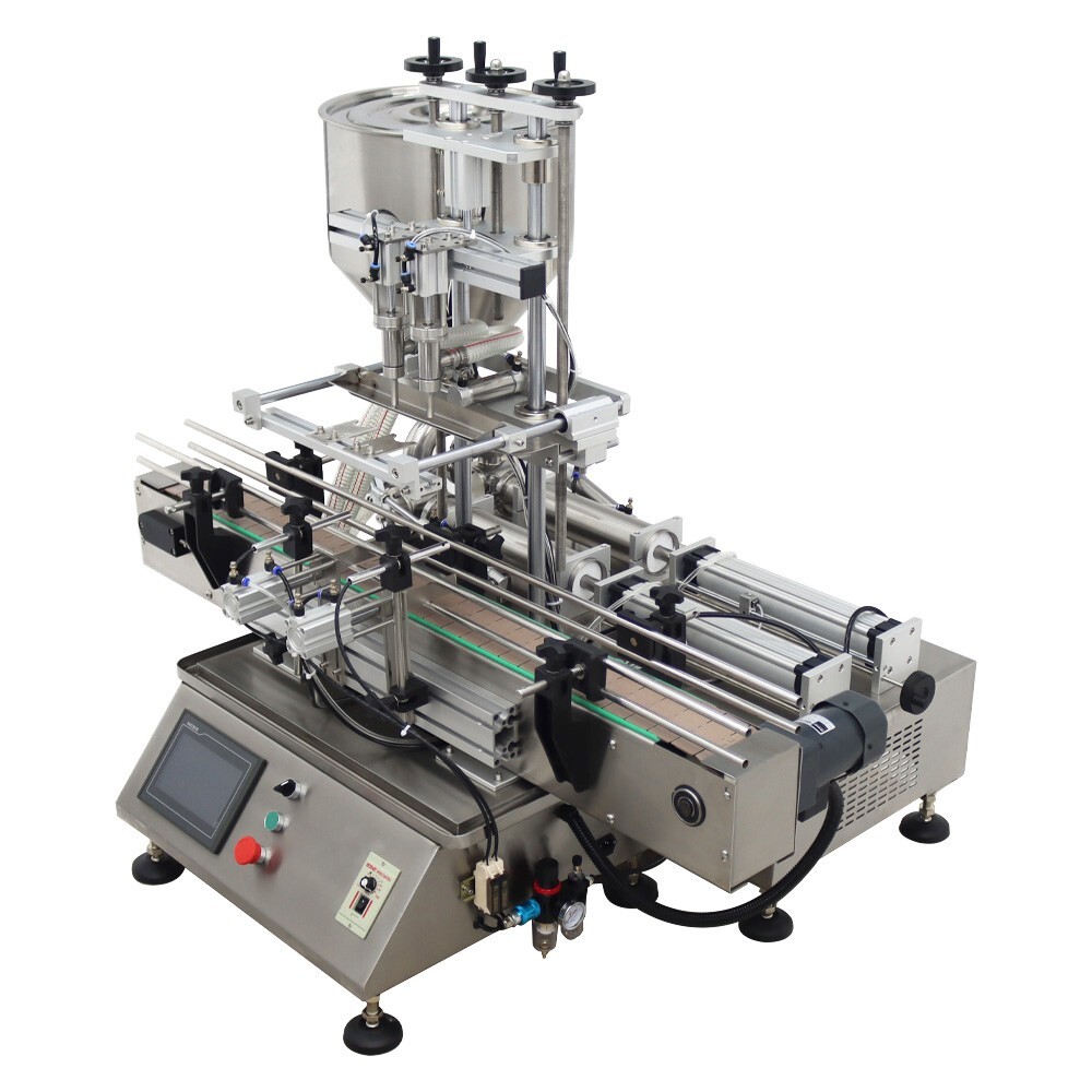 110V Double Nozzle Automatic Paste Liquid Filler 100-1000ml w/Conveyor System