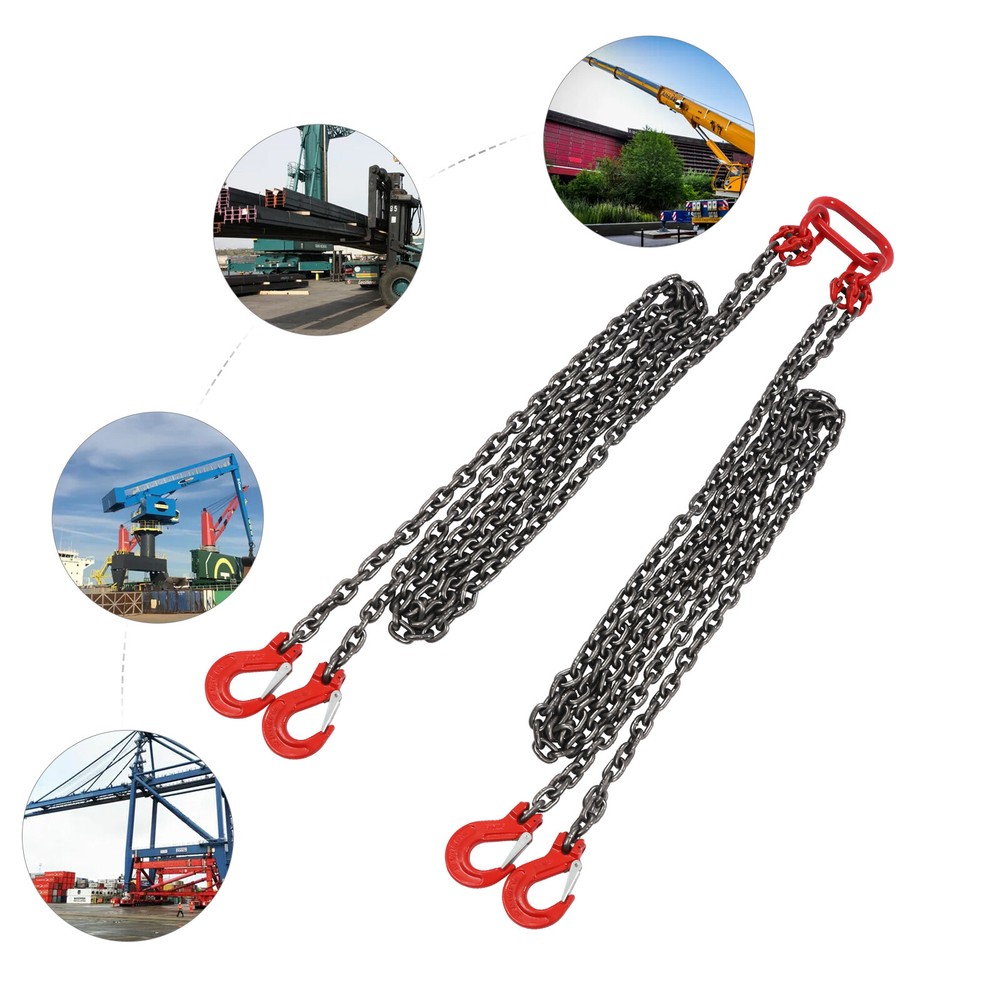 5T Chain Sling Mining Lifting Moving Link Hoisting Crane Self-locking Hook 10FT