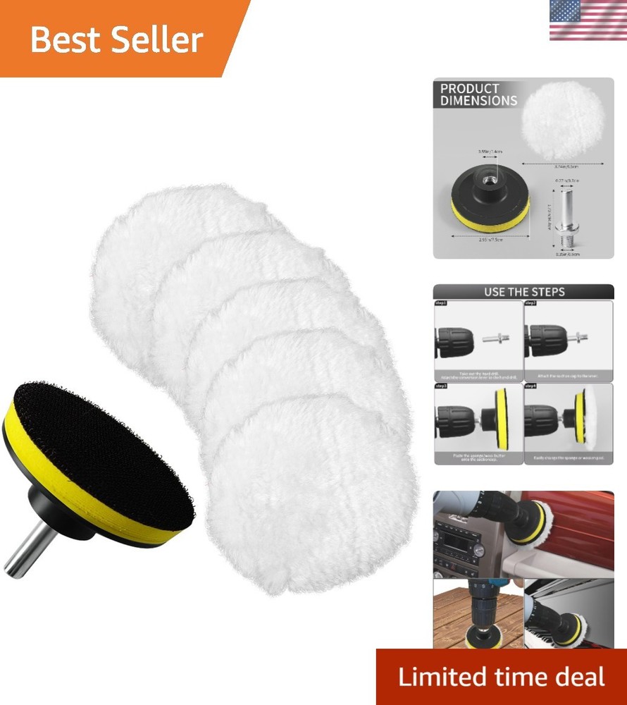 7 Pcs 3 Inch Wool Polisher Buffing Wheel Small Buffing Pads for Drill Buffer Att