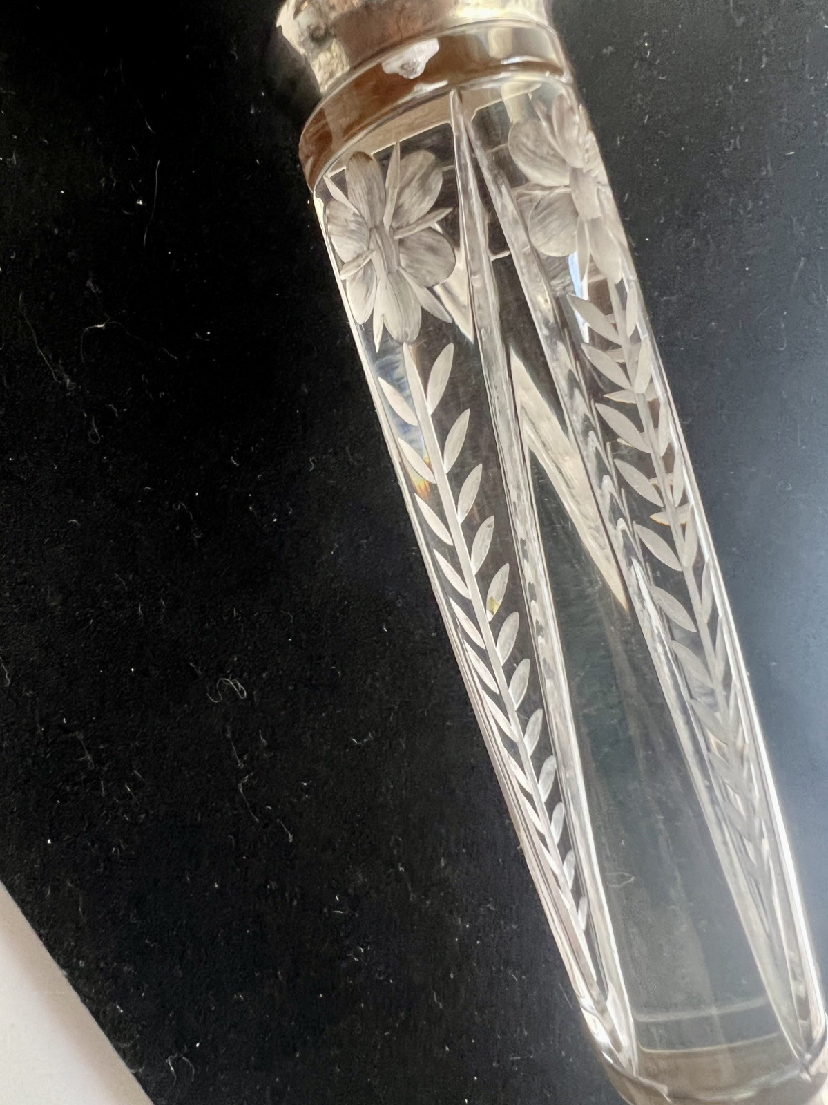 Antique Rare Hallmarked Sterling Silver Cement Filled Candlesticks Cut Glass