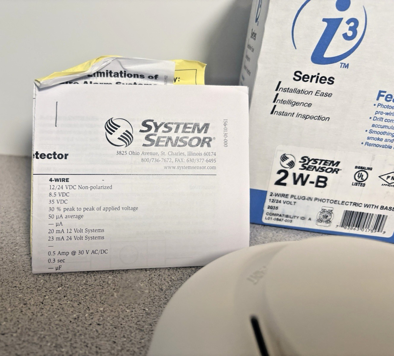 NEW i3 System Sensor 2W-B Smoke Detector 2 wire plug-in Photoelectric with Base