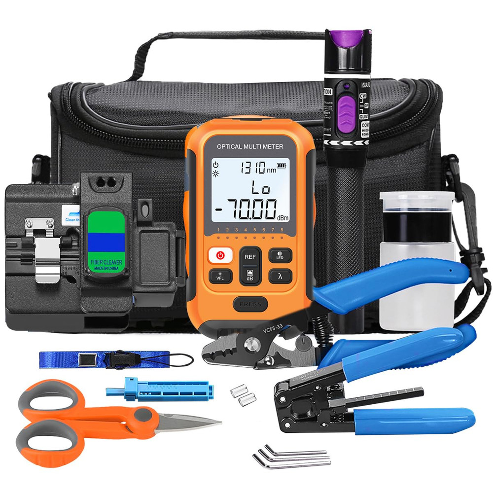 FTTH Fiber Cold Connection Tool Kit with Fiber Cleaver X5 Visual Fault Locator O