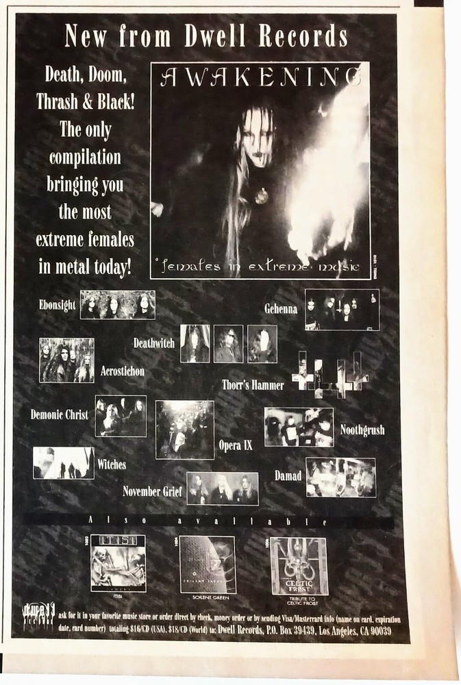 AWAKENING FEMALES IN EXTREME MUSIC~1997 ALBUM PROMO~VTG AD ADVERT PINUP CLIPPING