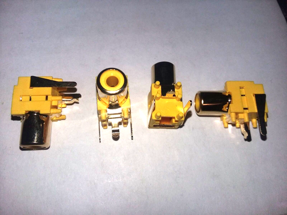 10pcs RCA Audio Phono Jack Right Angle PCB Panel Mount Yellow Gold Plated