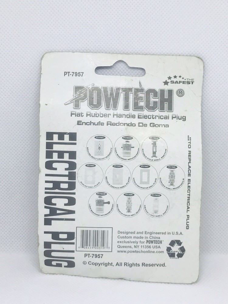 Powtech Flat Rubber Handle Electrical Plug Replaces -PT-7957…79