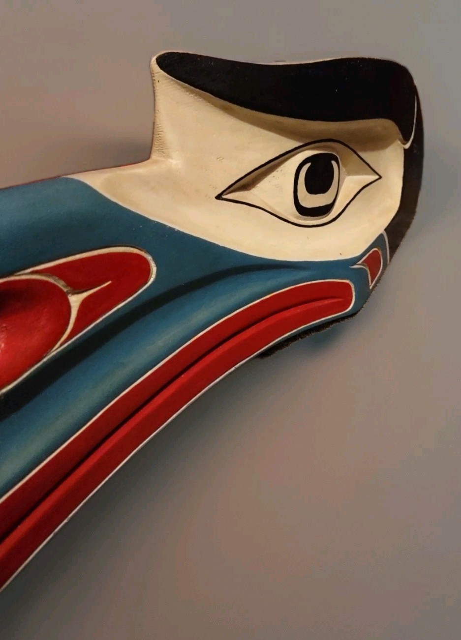 Northwest Coast Mask Kwakiutl Hamatsa Crooked Beak Red Cedar Wood Carving