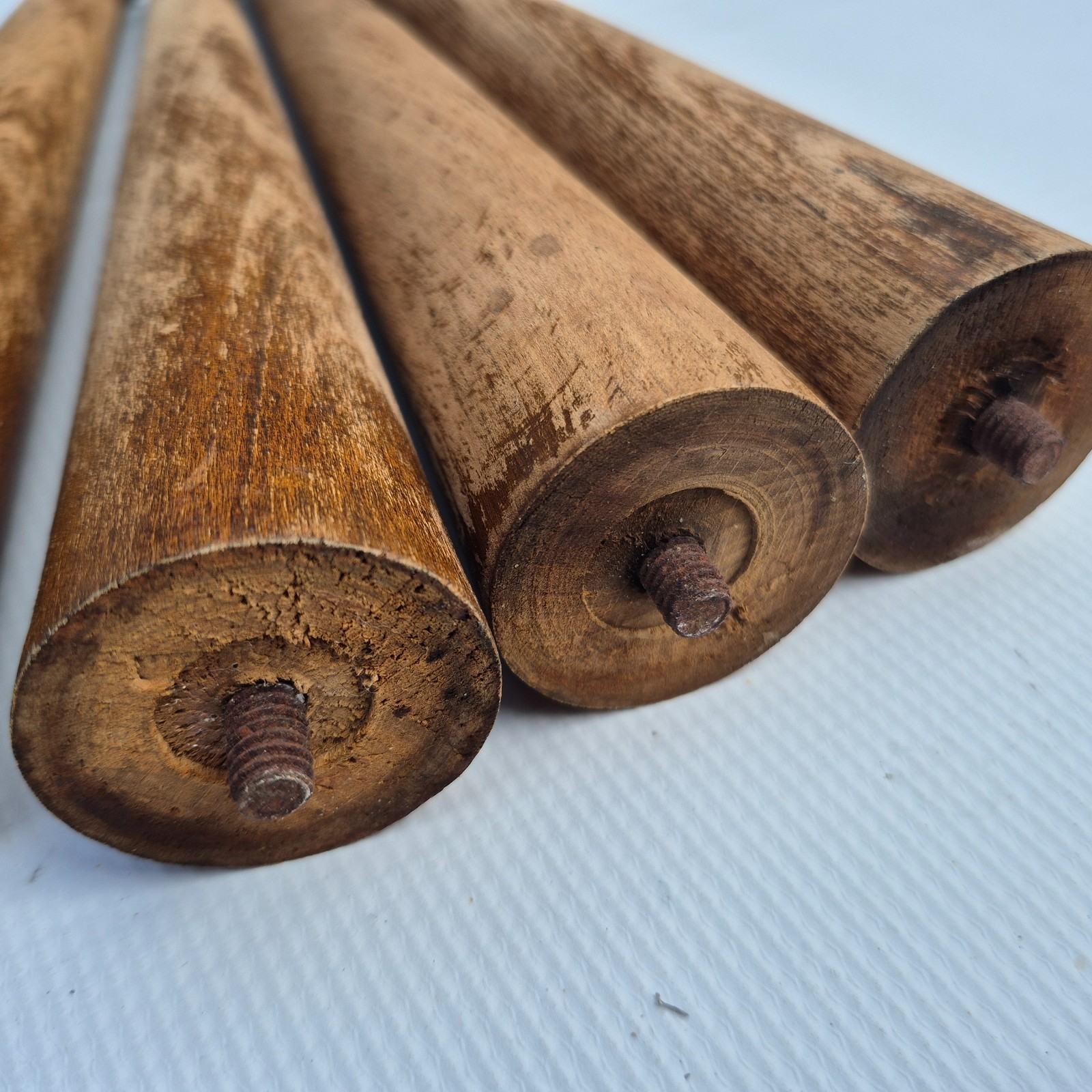 4 Mid Century Modern 12 1/2 Inch Table Legs Tapered, Wood Turned 1950s - 60s