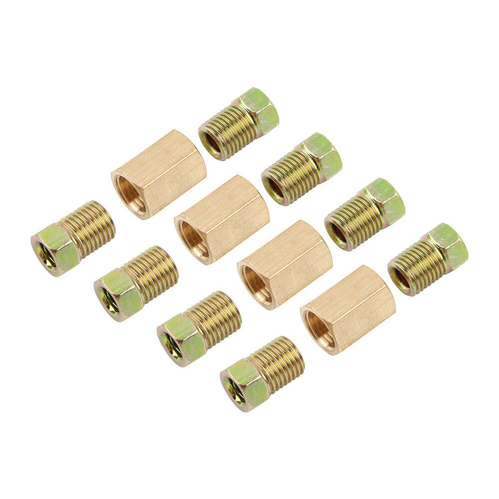 12x Straight Brass Brake Line Inverted Compression Fitting Unions For 3/16" Tube