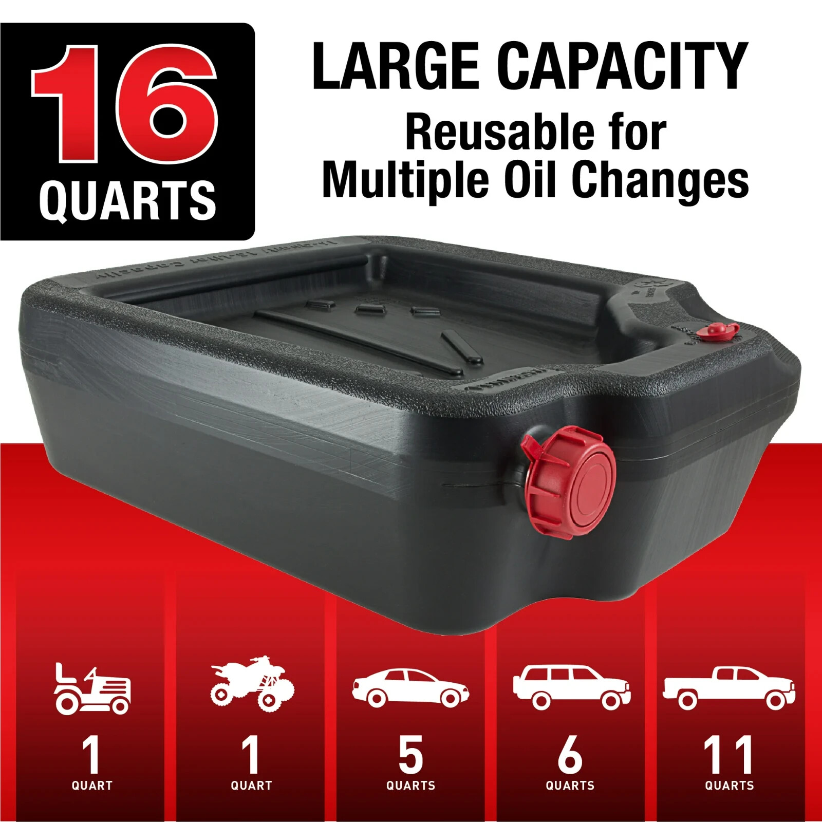 16 Qt Oil Drain Pan Leak-Proof Large Capacity Auto Container