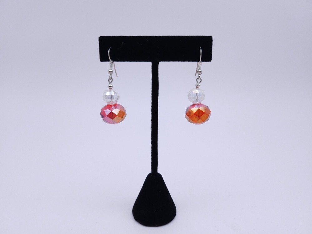 Handmade Red and Whithe beads drop earrings