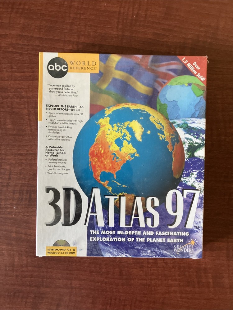 ABC World Reference- 3D Atlas 97 PC Software- Creative Wonders