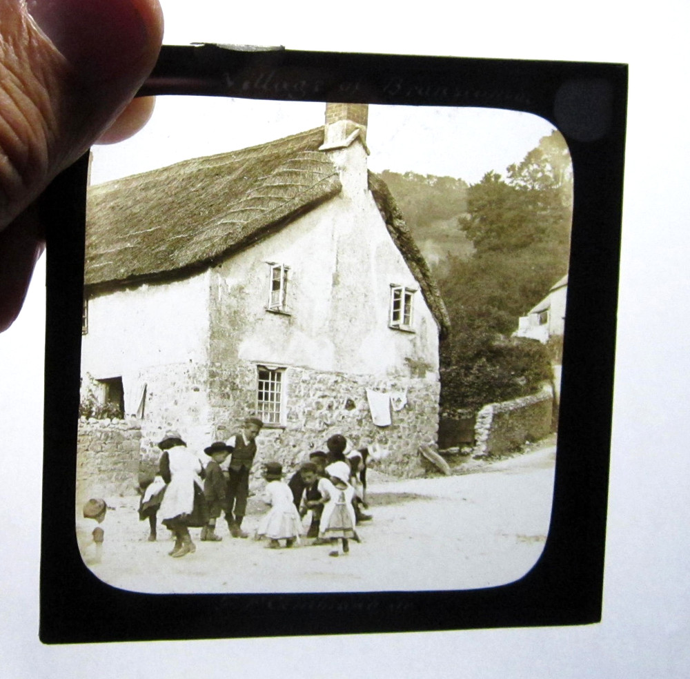 Branscombe Devon antique photo magic lantern slide #650